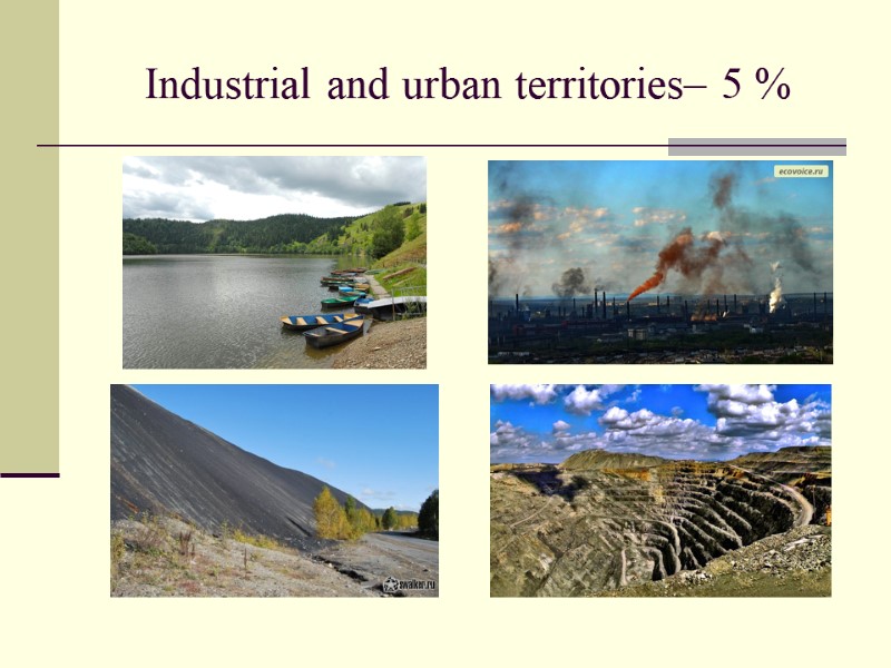 Industrial and urban territories– 5 %